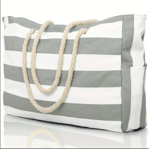 Beach Tote Bag Grey Large Capacity Zippered Waterproof with Rope Handle …